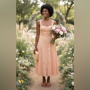 WE WORE WHAT | Peach Harper Midi Dress Sz L